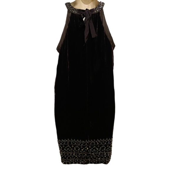 Zara mini dress, velvet with crystals, chocolate brown, size Small - Picture 3 of 6